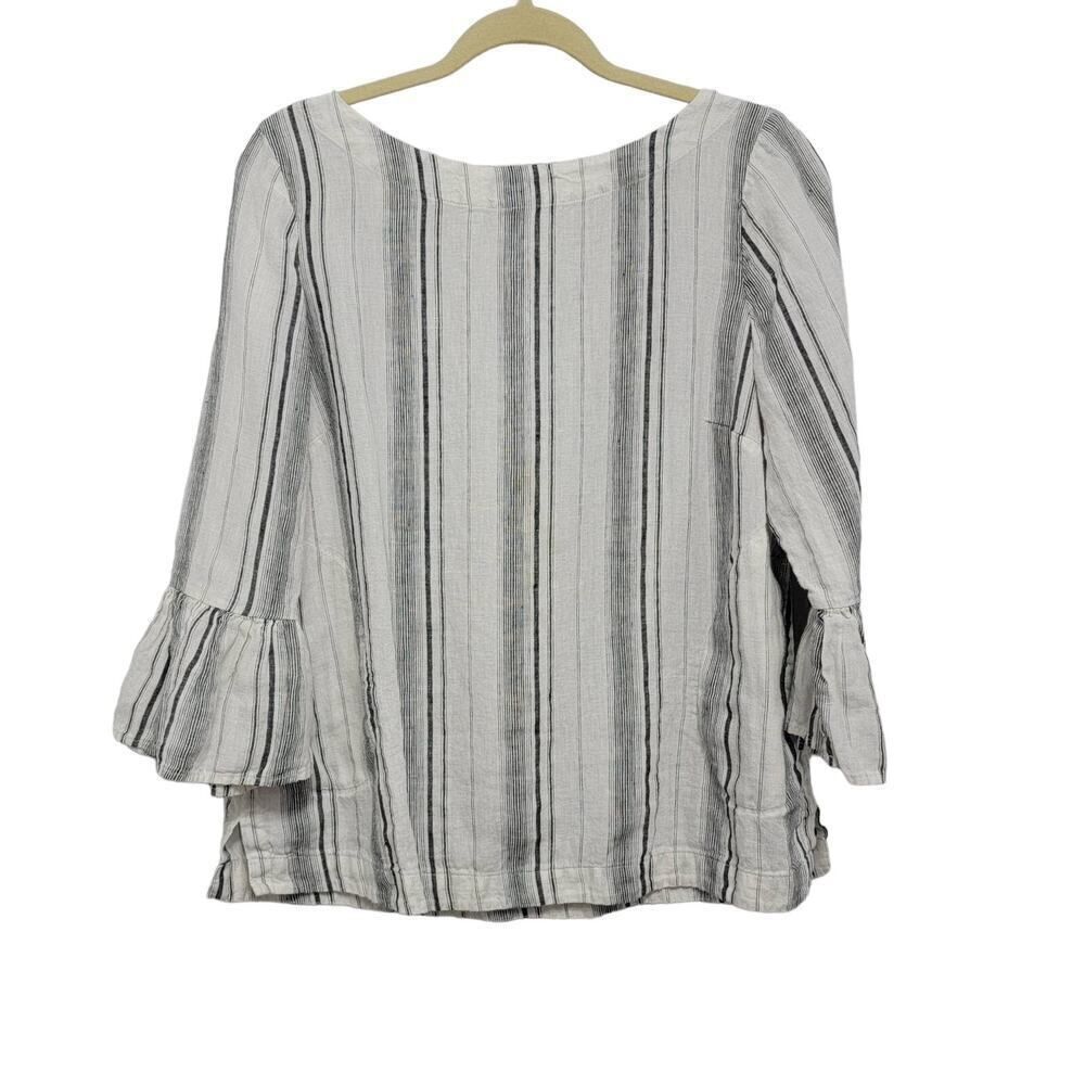 Linen Ruffle Sleeve Beachy Coastal Top by Charter Club in Medium